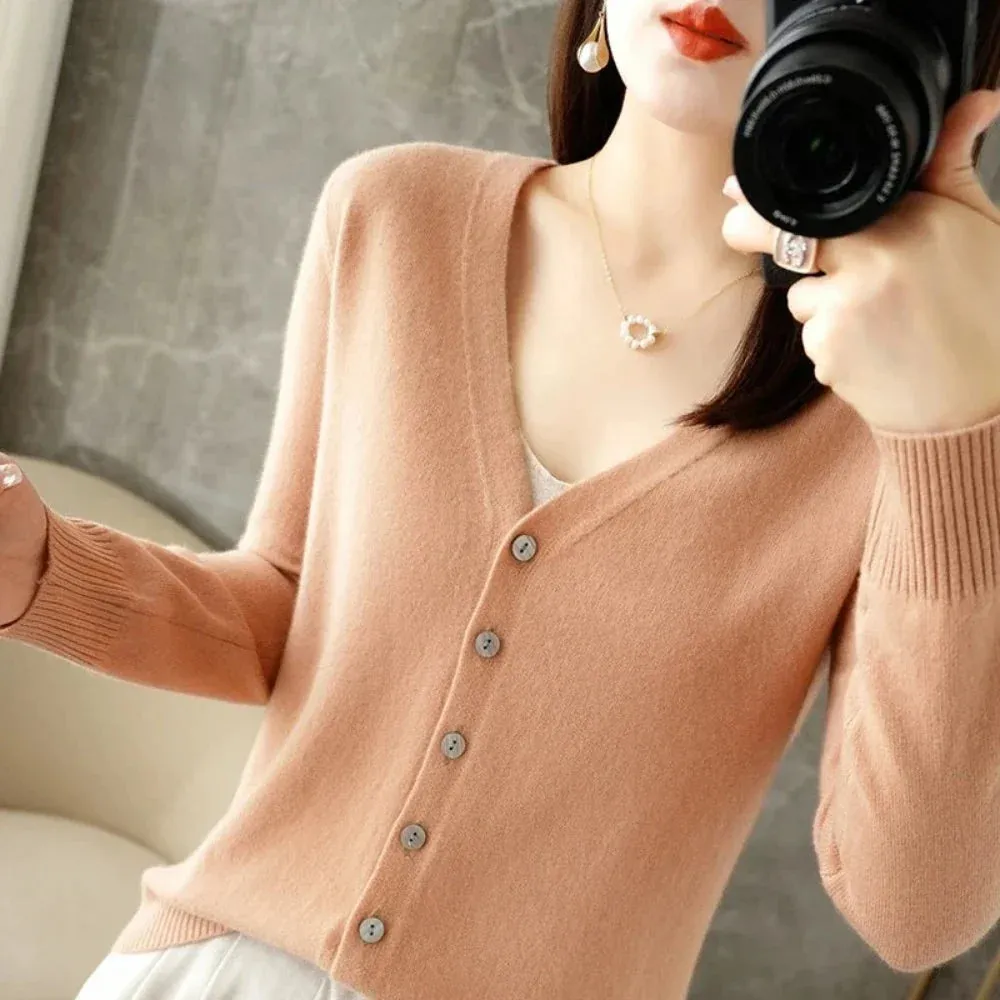 Womens Korean Style Slim Fit Cardigan