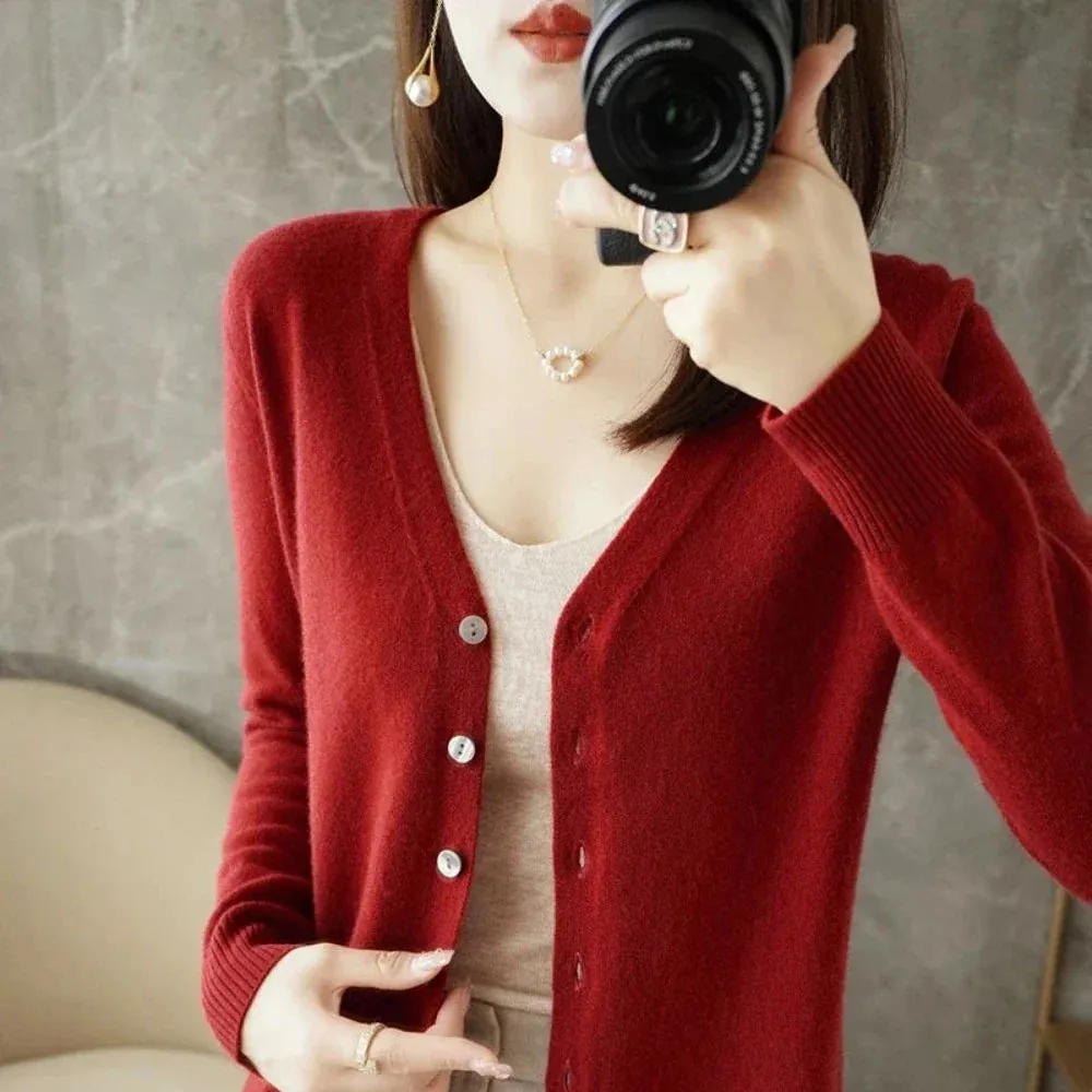 Womens Korean Style Slim Fit Cardigan