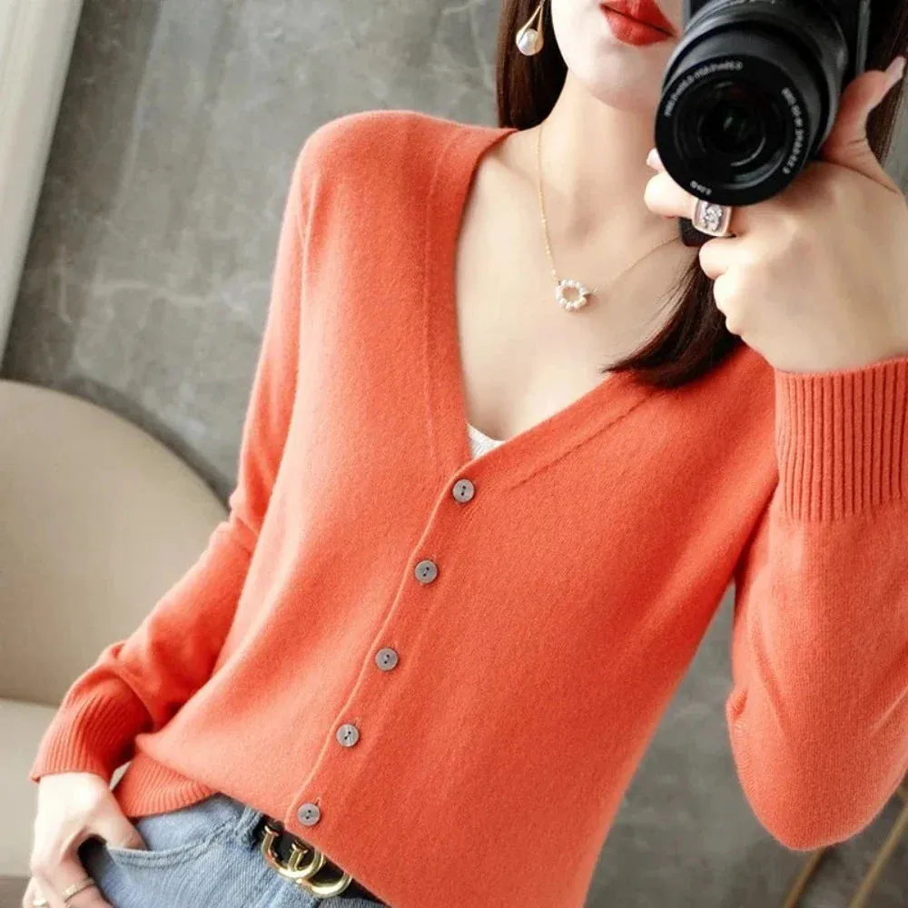 Womens Korean Style Slim Fit Cardigan