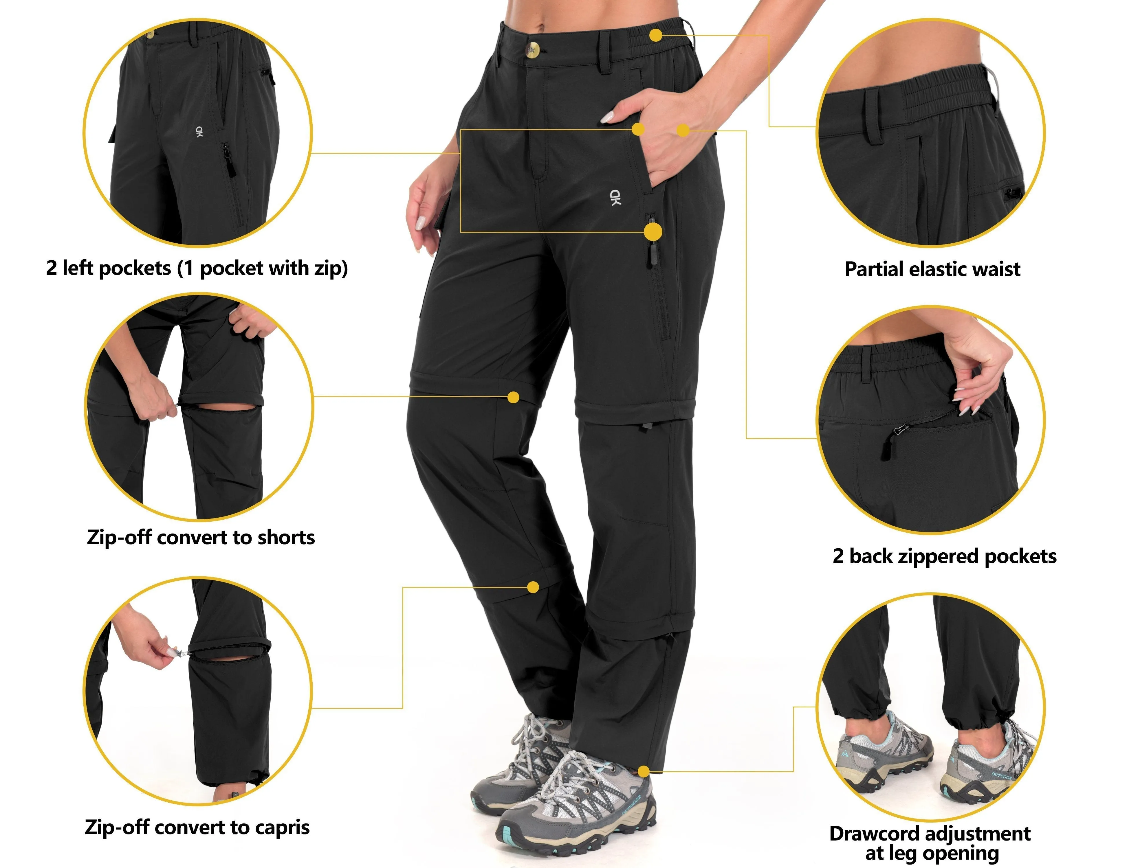 Women's Stretch Convertible Zip-Off Quick-Dry Hiking Pants