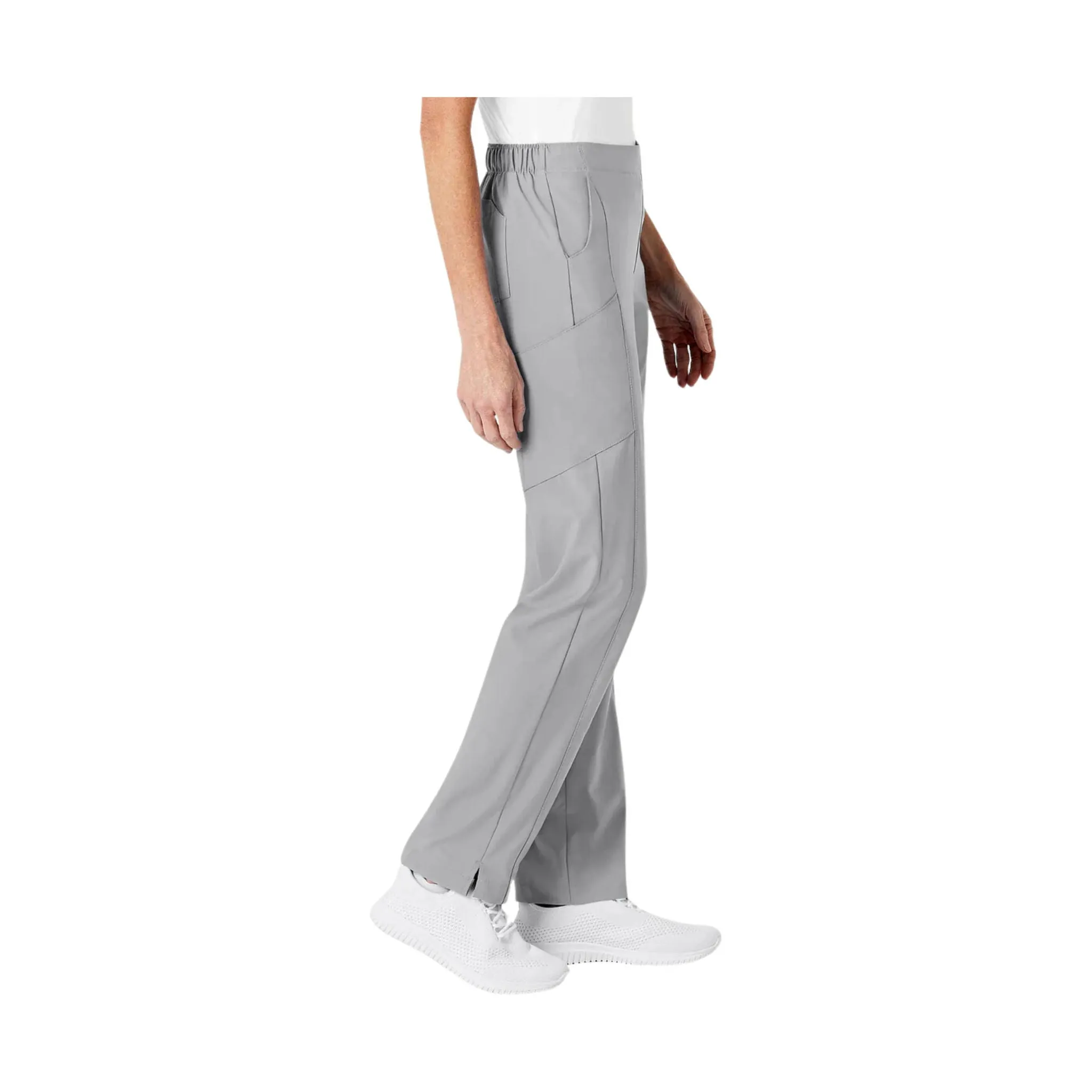 WonderWink Women's Flat Front Cargo Scrub Pant - Light Grey/Blue