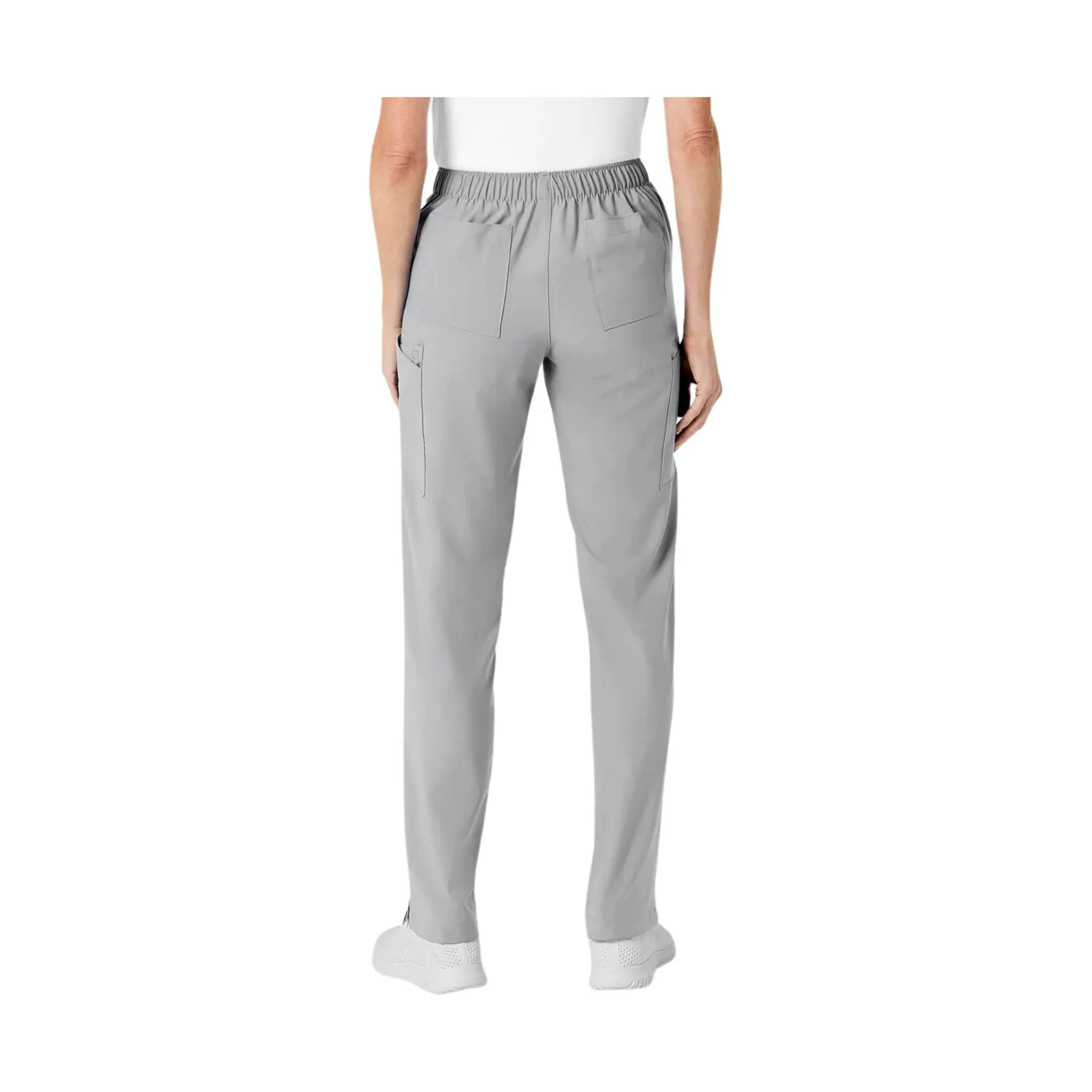 WonderWink Women's Flat Front Cargo Scrub Pant - Light Grey/Blue