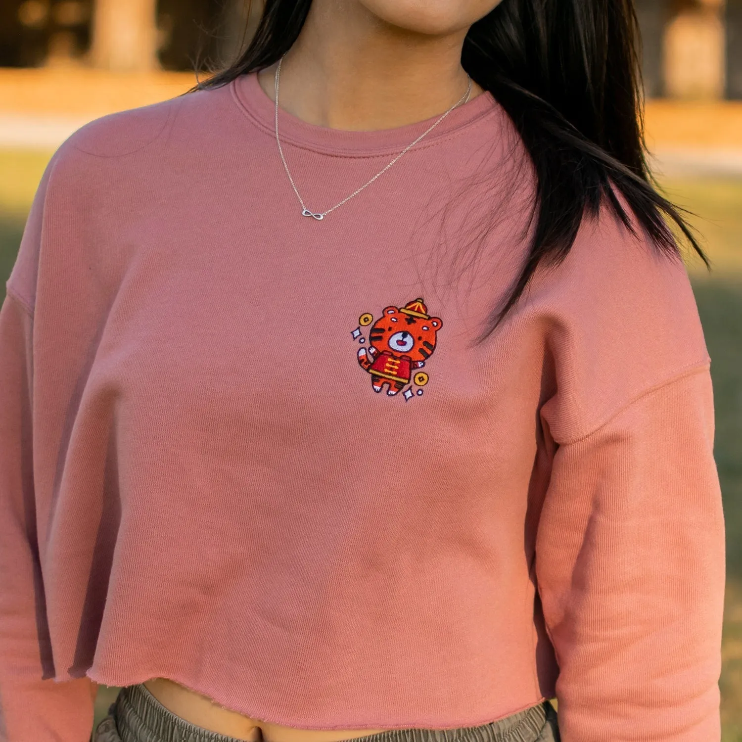 Year of the Tiger Embroidered Crop Sweatshirt