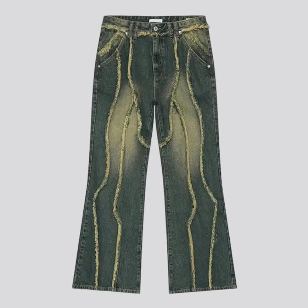 Yellow-cast men's baggy jeans